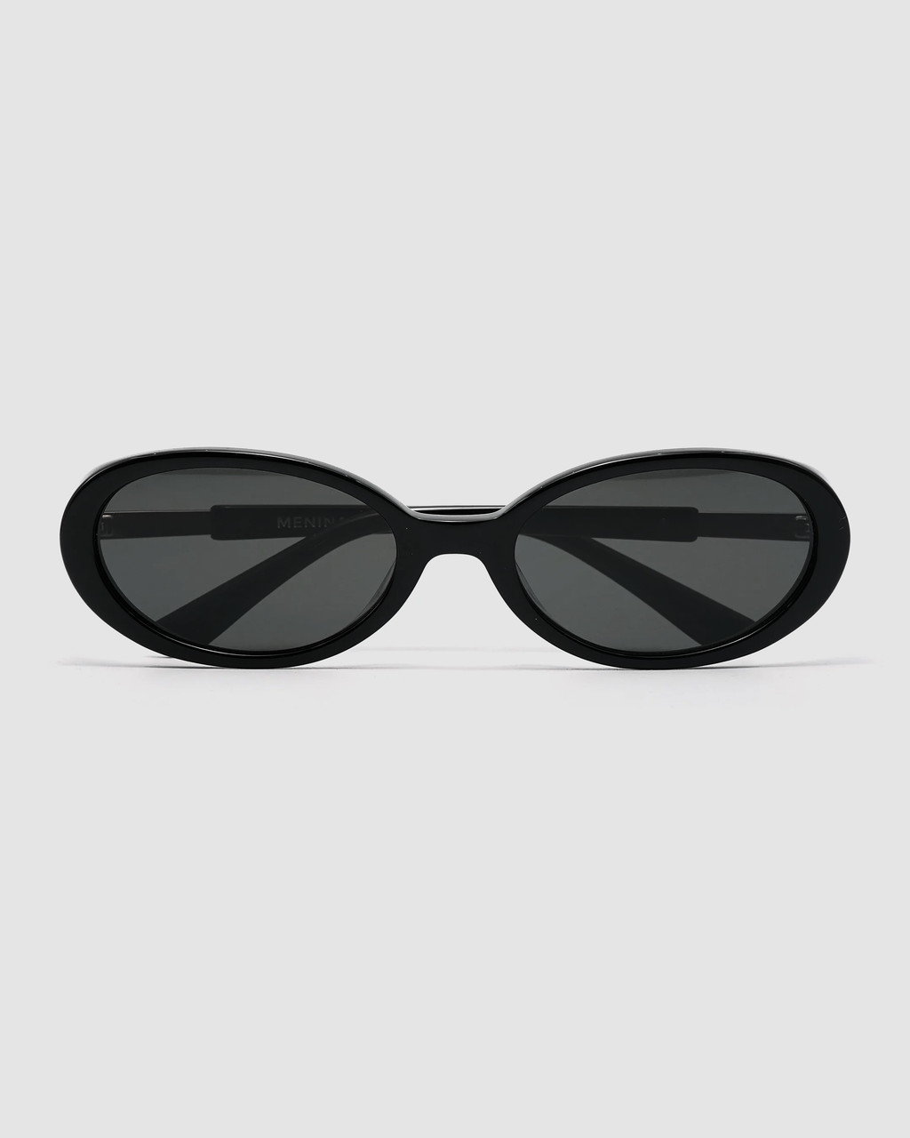 NOIR rounded oval acetate glasses by MENINA, black frame with silver temples