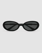 NOIR rounded oval acetate glasses by MENINA, black frame with silver temples
