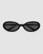 NOIR rounded oval acetate glasses by MENINA, black frame with silver temples