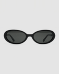 NOIR rounded oval acetate glasses by MENINA, black frame with silver temples