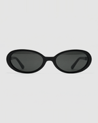 NOIR rounded oval acetate glasses by MENINA, black frame with silver temples