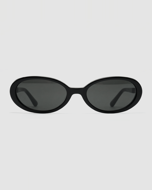 NOIR rounded oval acetate glasses by MENINA, black frame with silver temples